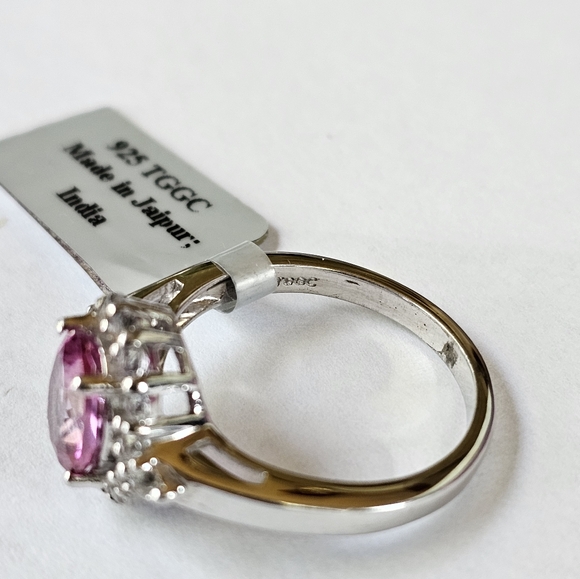 Genuine Pink & White Topaz Ring Sterling Silver Size 9! NWT - Picture 13 of 17
